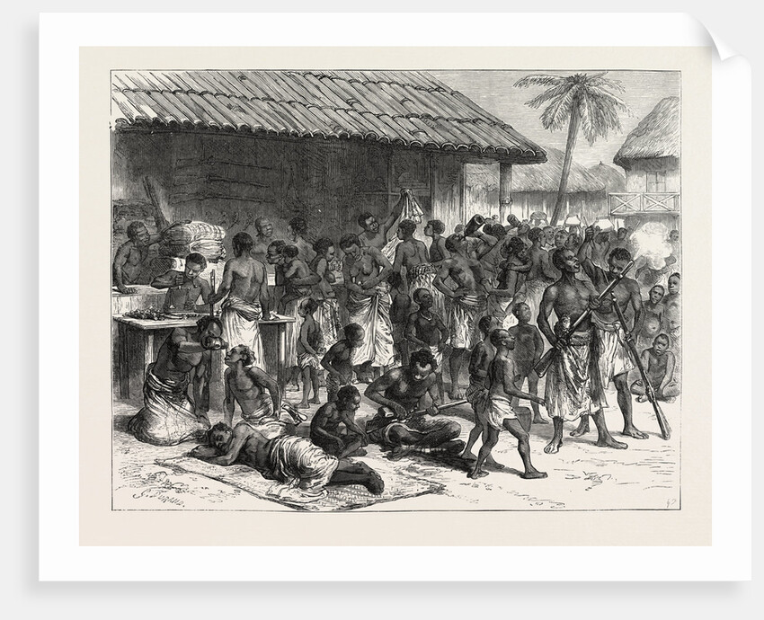 The Ashanti War: Ashantees Buying Muskets with Gold Dust at Assinee, Ghana by Anonymous