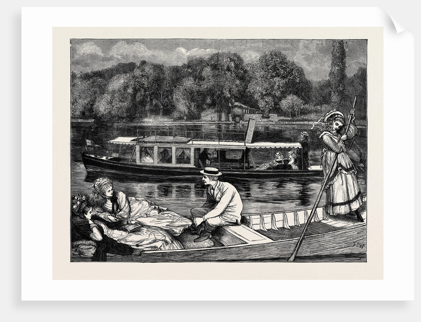 Steaming and Punting, a Sketch Near Cliveden Woods by Anonymous