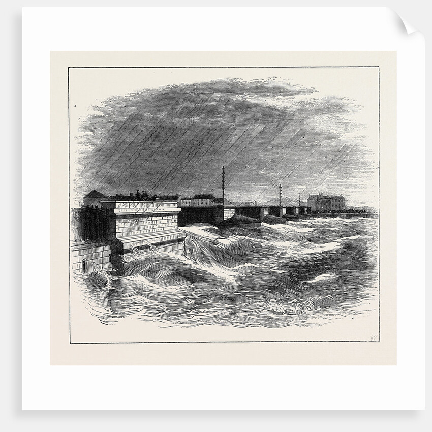 The Overflowing of the River Arno, at Pisa: View of the Railway Bridge by Anonymous