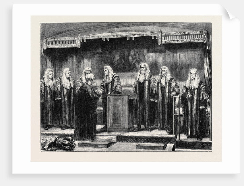 Swearing-in the New Lord Chancellor at Westminster Hall, London by Anonymous