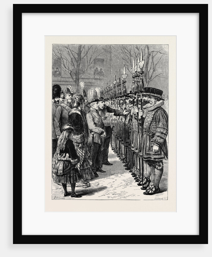 Installation of Sir W.M. Gomm, G.C.B., G.C.S.I., As Constable of the Tower, Inspecting the Beefeaters, London by Anonymous