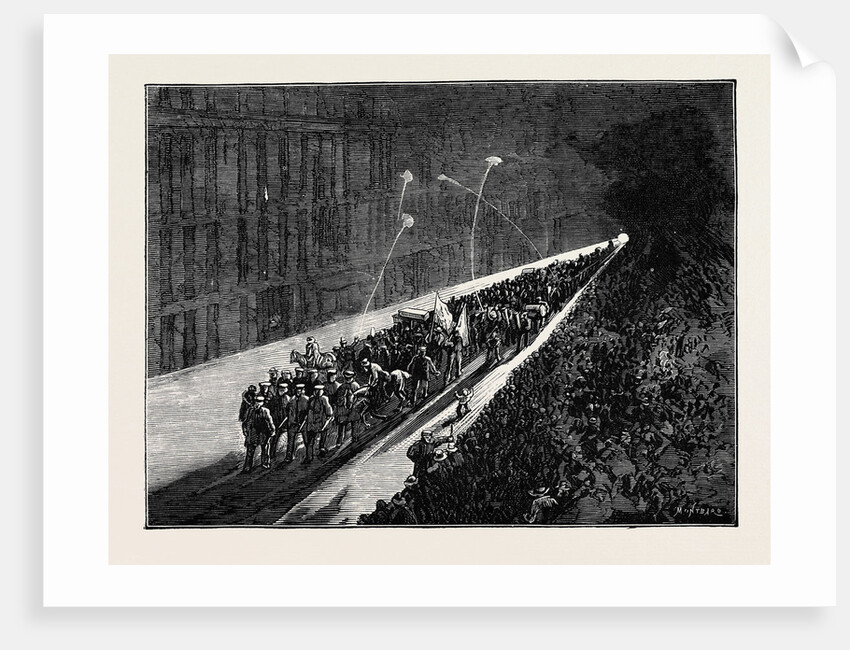 Sketches in New York During the Presidential Election: Evening Procession of Political Clubs Viewed from a Window by Anonymous