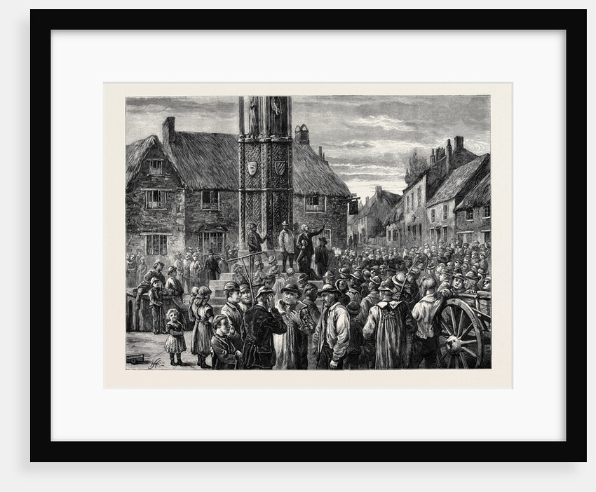 Sketches in the Agricultural Districts: Labourers Meeting at the Eleanor Cross, Geddington, Northamptonshire by Anonymous