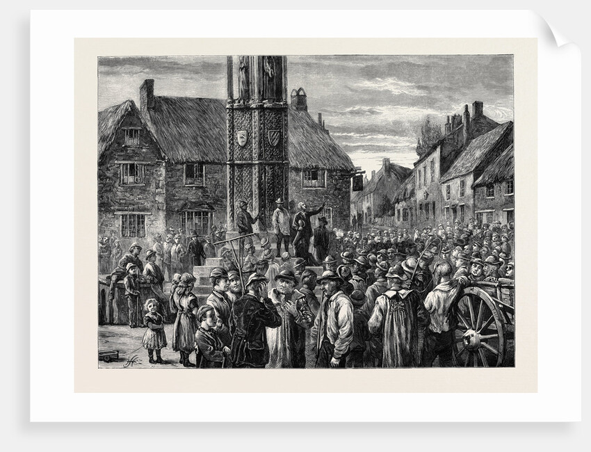 Sketches in the Agricultural Districts: Labourers Meeting at the Eleanor Cross, Geddington, Northamptonshire by Anonymous