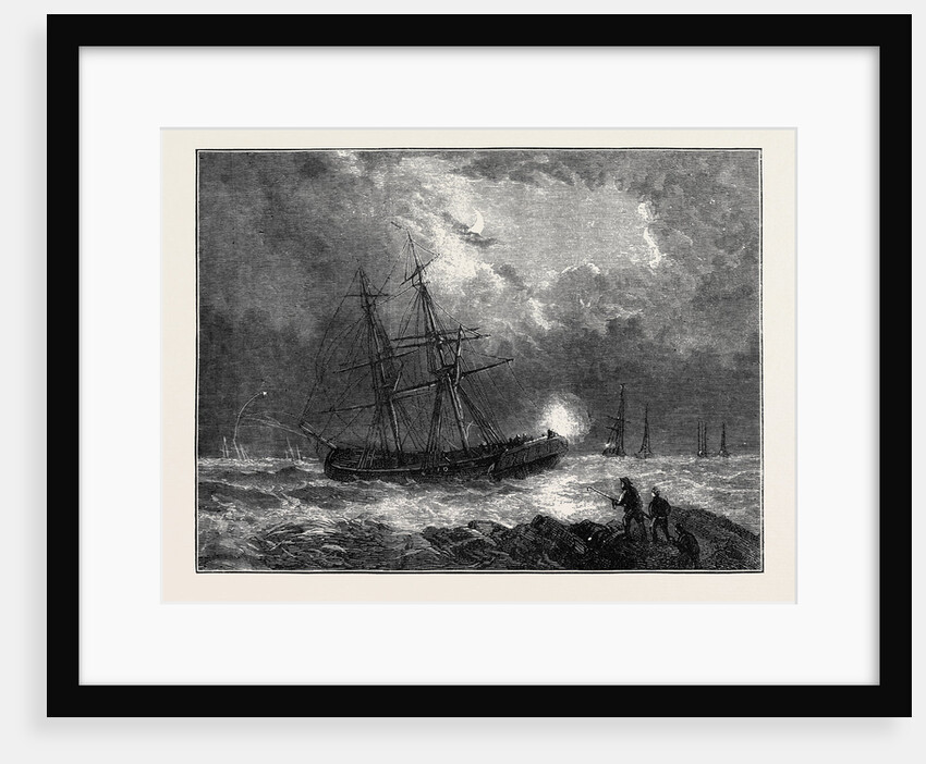 The Hurricane at Plymouth: Ships in Distress Burning Blue-Lights in Batten Bay by Anonymous