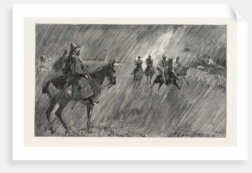 The Newmarket October Meeting: Rain on the Course: A Good Wetting-Through for the Jockeys by Anonymous