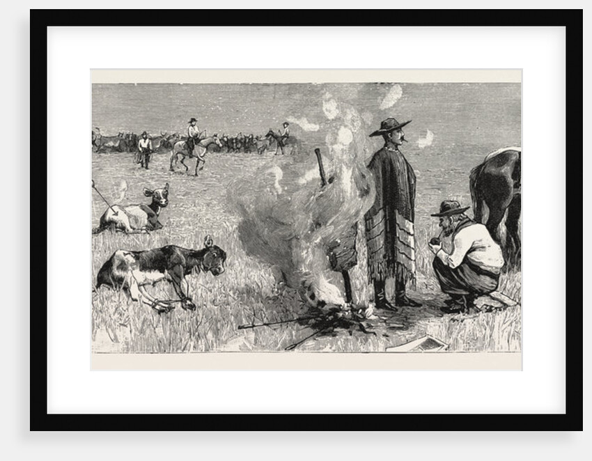 Sketches of Life on an Estancia in the Argentine Republic: The Capataz, or Overseer, Branding the Calves by Anonymous