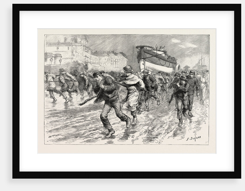The Gales on the South Coast, Dragging the Lifeboat from Brighton to Portslade by Anonymous