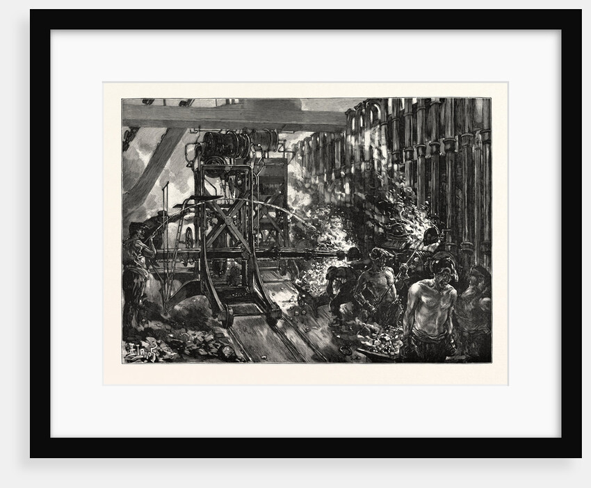 The London Gas Supply: Interior of the Retort House, Showing the Drawing and Charging Machines by Anonymous
