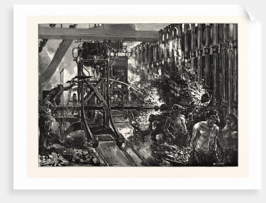 The London Gas Supply: Interior of the Retort House, Showing the Drawing and Charging Machines by Anonymous