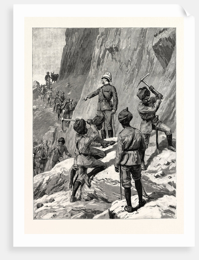 The Fighting Near Gilgit on the North-Western Frontier of India: The Force on Its Way to the Front, the Mountain Battery Marching to Take Up Its Position on the Hillside above Gakuch by Anonymous