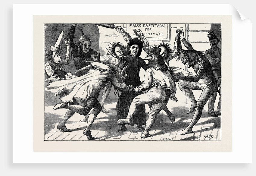 Rome: Maskers Surrounding a Priest at the Carnival by Anonymous