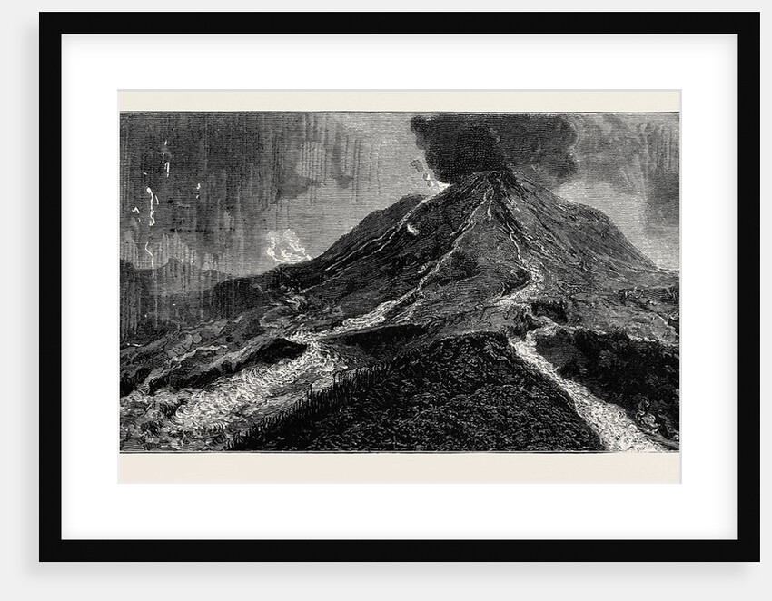 The Eruption of Mount Vesuvius: Sketch from the Top of the Observatory, Showing Crater and the Two Courses Taken by the Lava by Anonymous