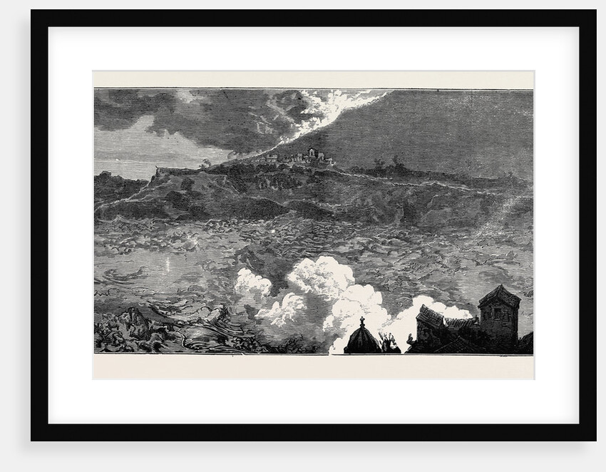The Eruption of Mount Vesuvius: Lava Current Between the Villages of Massa Di Somma and St. Sebastiano by Anonymous