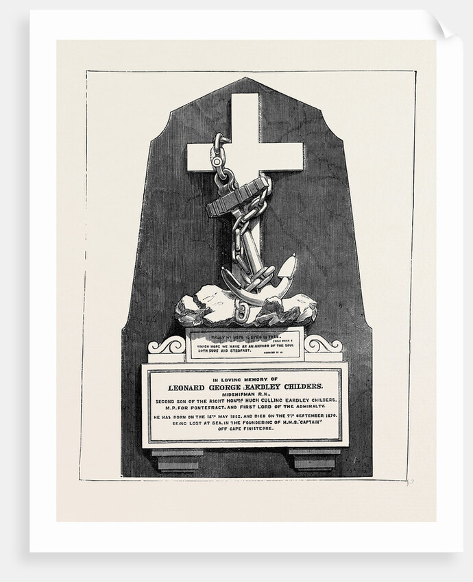 Memorial to Mr. L.G.E. Childers, Lost on Board H.M.S. Captain by Anonymous