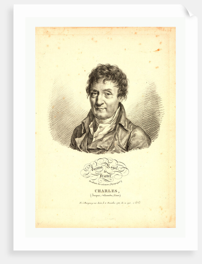 Head-and-Shoulders Portrait of French Balloonist Jacques Alexandre César Charles by Anonymous