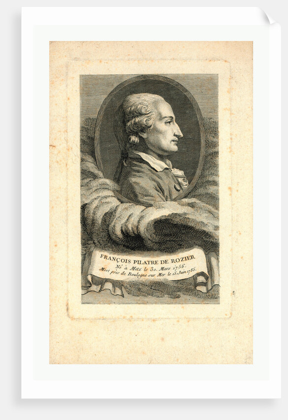 Oval Head-and-Shoulders Profile Portrait of French Balloonist Jean-François Pilâtre De Rozier. by Anonymous