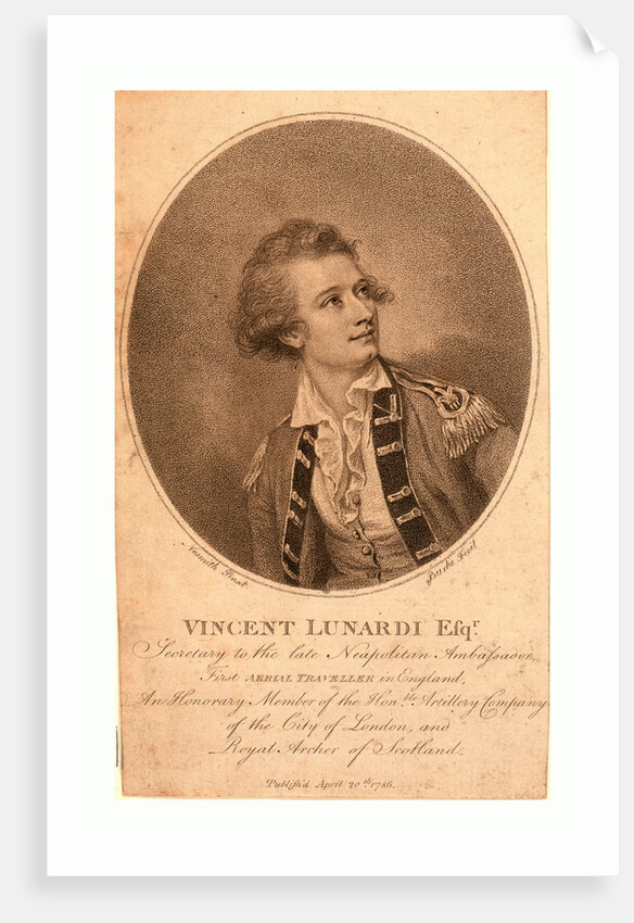 Vincent Lunardi Esqr., Secretary to the Late Neapolitan Ambassador, First Aerial Traveller in England by Anonymous