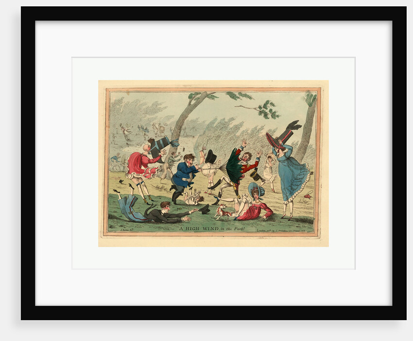 A High Wind in the Park! Engraving 1819 by Anonymous