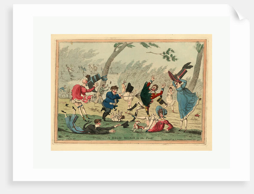A High Wind in the Park! Engraving 1819 by Anonymous