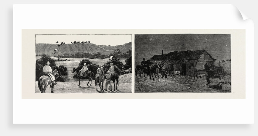 The Recent Rebellion in Canada: on the Trail after Big Bear, Transport Wagons in Mukeg (Mossy Bog) by Anonymous