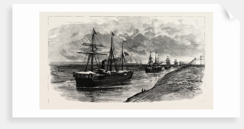 The Block in the Suez Canal: Procession of Steamers after the Renewal of Traffic by Anonymous