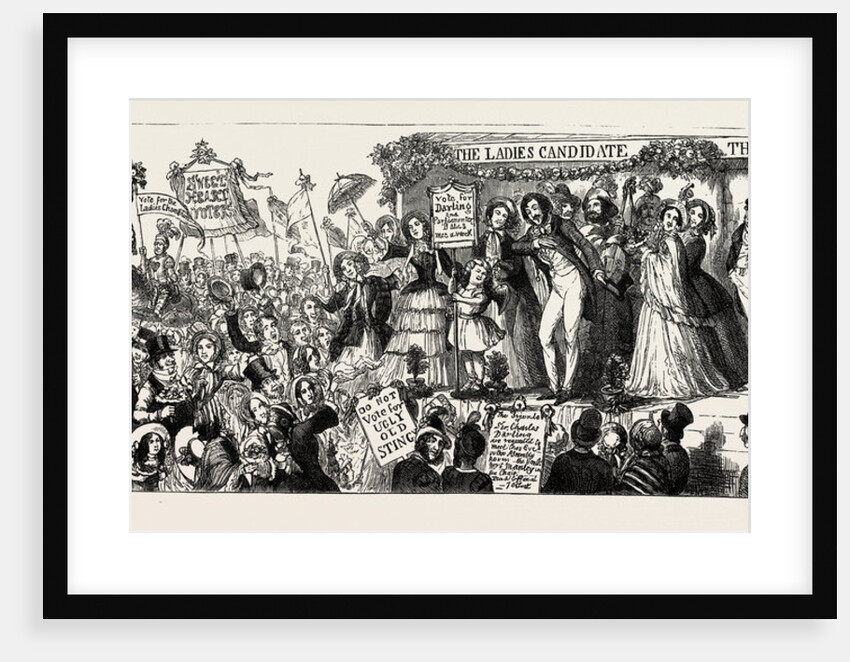 Parliamentary Elections and Electioneering in the Old Days: C. Cruikshank: The Rights of Women, or a View of the Hustings with Female Suffrage, 1853 by Anonymous
