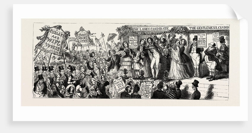 Parliamentary Elections and Electioneering in the Old Days: C. Cruikshank: The Rights of Women, or a View of the Hustings with Female Suffrage, 1853 by Anonymous