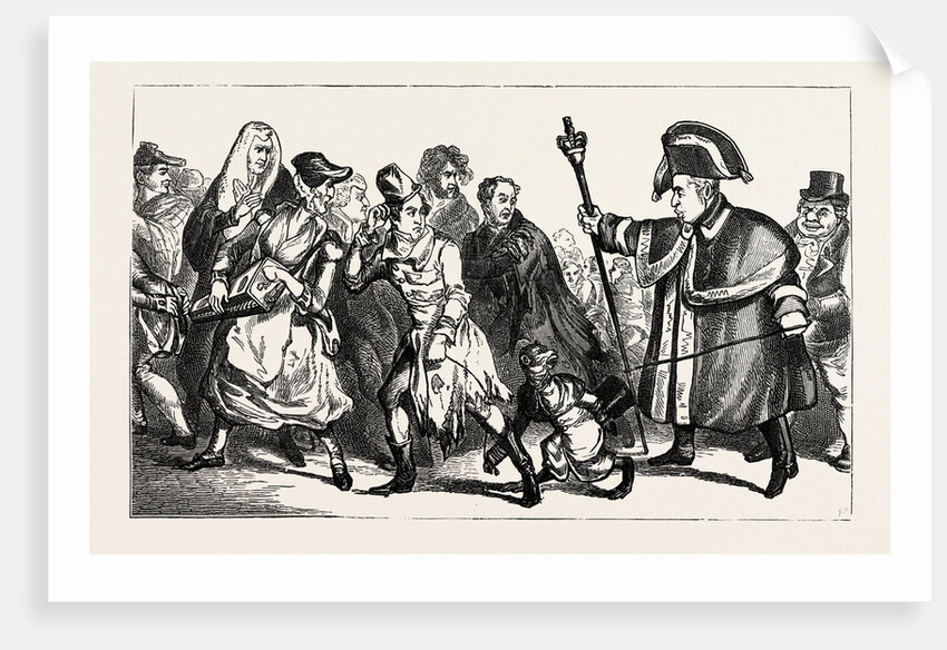 W. Heath: His Honour, the Beadle, Driving the Vagabonds Out of the Parish, 1830 by Anonymous