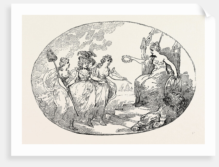 T. Rowlandson: Liberty and Fame Introducing Female Patriotism (Duchess of Devonshire) to Britannia, 1784 by Anonymous