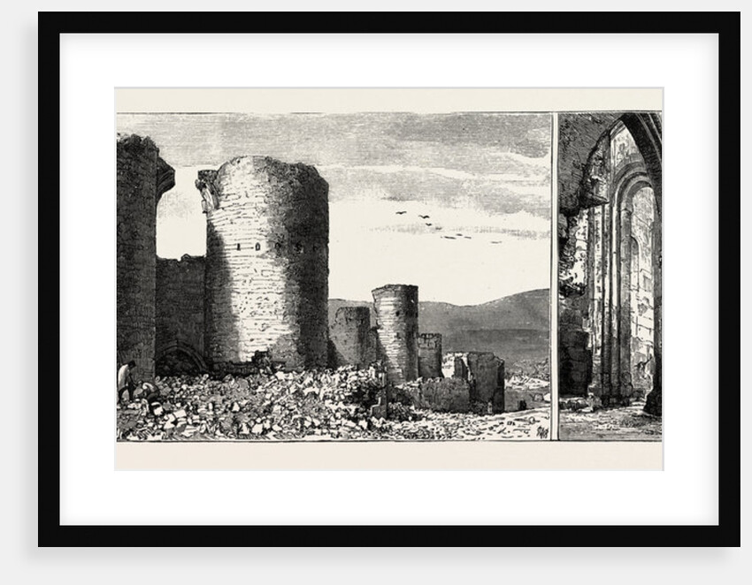 Ruins at Ani, Armenia: The Northern Walls, Showing the Gate of Kars; Interior of the Cathedral Church, Looking Towards the Principal Altar by Anonymous