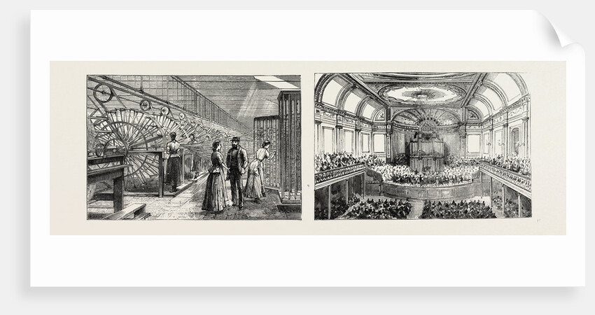 Aberdeen: Warping Machines in the Grandholm Tweed Mills; Interior of the Music Hall. by Anonymous
