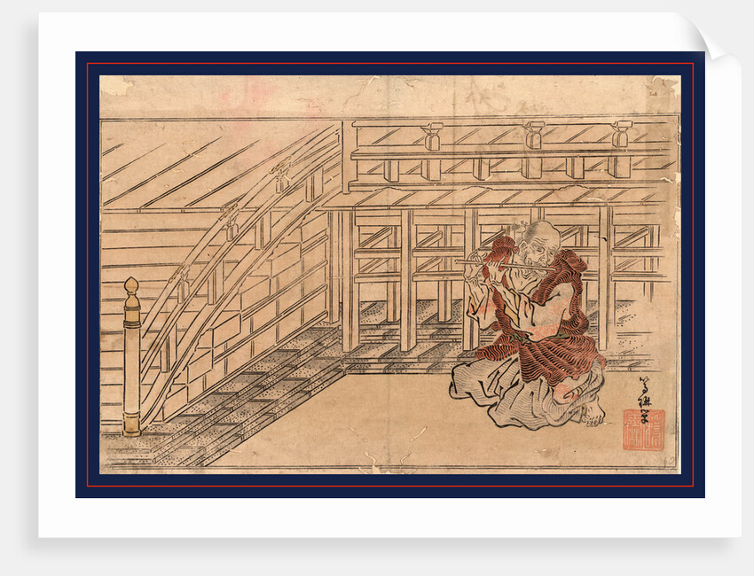 Fuefuki Okina, Old Man Playing a Flute by Anonymous