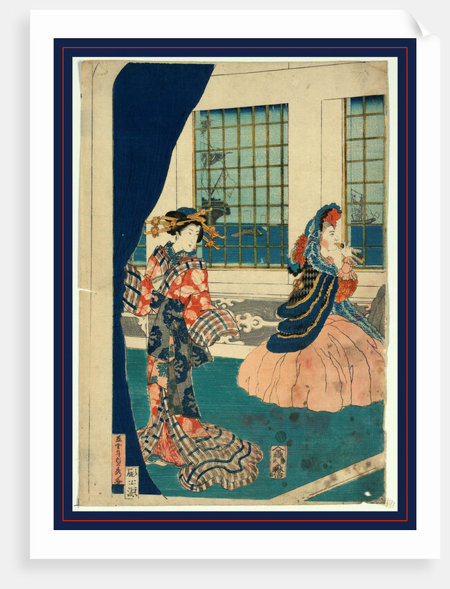Yokohama No Yokan No Yujo, Courtesans in a Western-Style Building of Yokohama. 1861 by Anonymous
