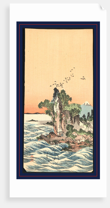 Seacoast Village and Mountain, with View of Mount Fuji in the Background. by Anonymous