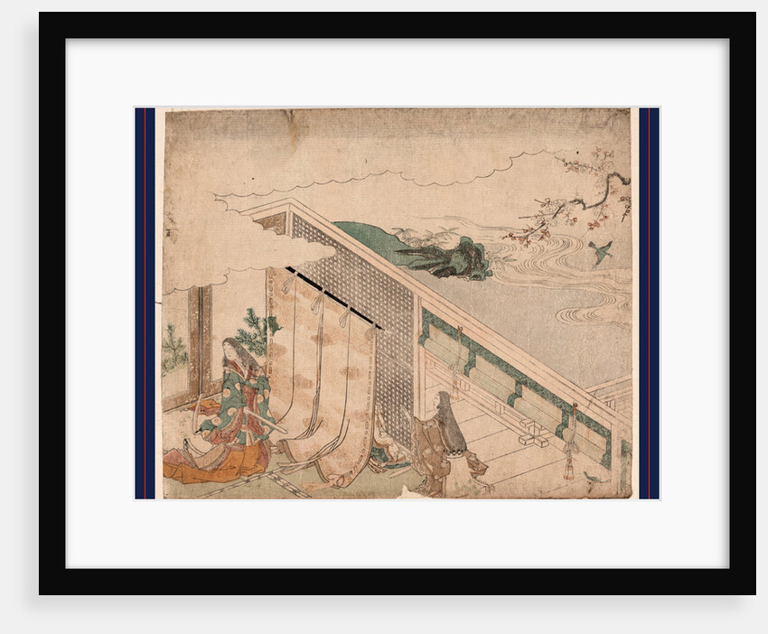 Ume Ni Uguisu O Nagameru Kanjo, Court Lady Watching a Bush Warbler by Anonymous