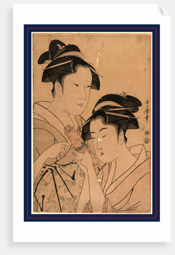Head-and-Shoulders Portraits of Two Beautiful Women, Osen Waitress at the Kagiya Teahouse, and Ohisa from the Takashima Teahouse by Anonymous