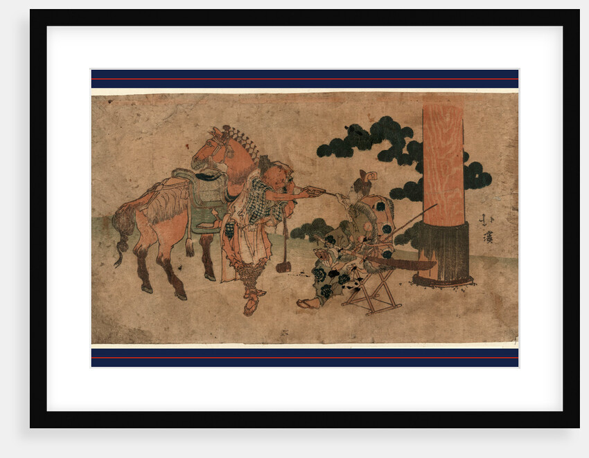 Two Men Smoking at a Shrine by Anonymous