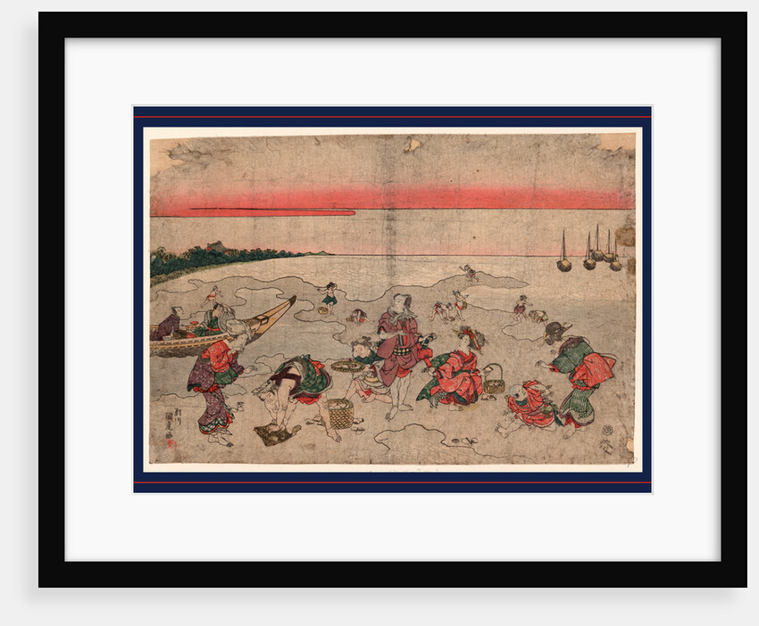 Large Group of People Gathering Seashells in a Tidal Pool. by Anonymous