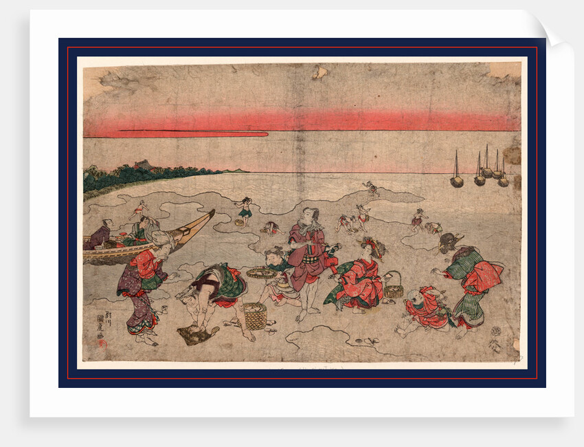 Large Group of People Gathering Seashells in a Tidal Pool. by Anonymous