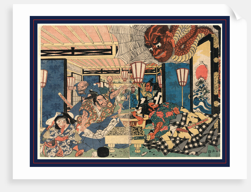 Raiko shitenno to tsuchigumo, Raiko Shitenno Minamoto Yorimitsu and the earth spider by Utagawa Kuninaga