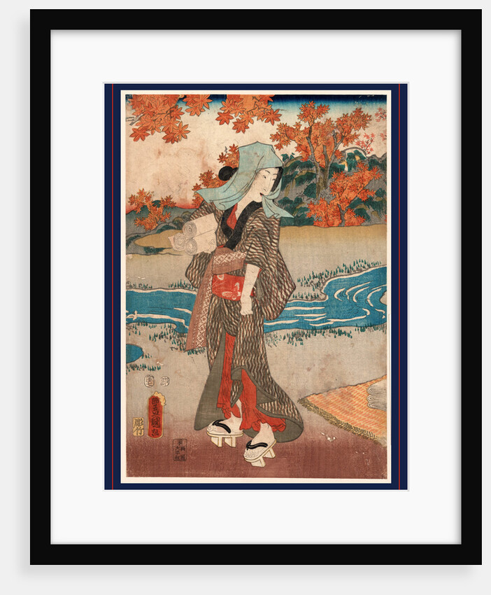 Momiji to onna, A woman beneath maple leaves by Utagawa Toyokuni