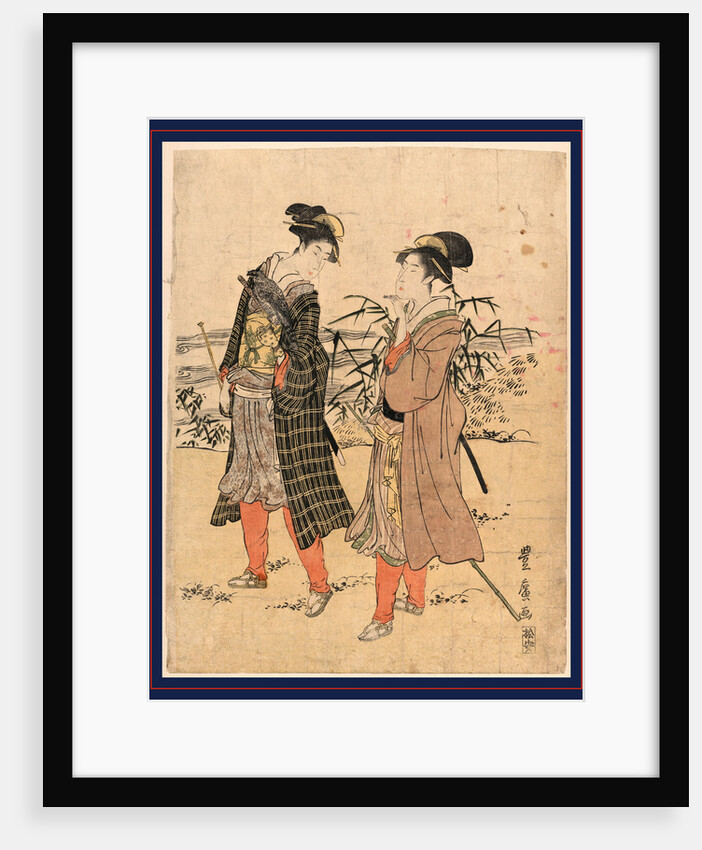 Two Men Walking, One with a Falcon on His Left Arm by Anonymous