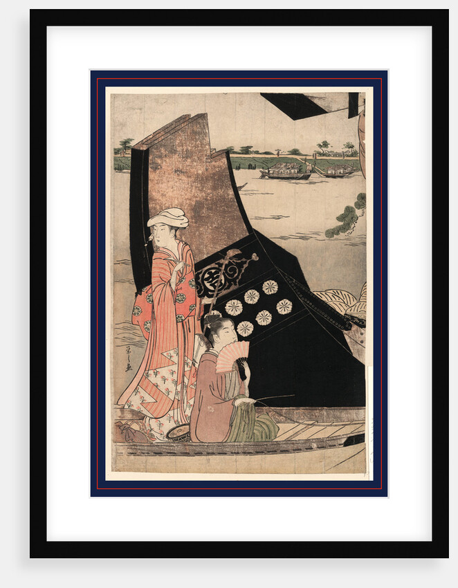 Two Women or Actors on a Boat in a River by Anonymous