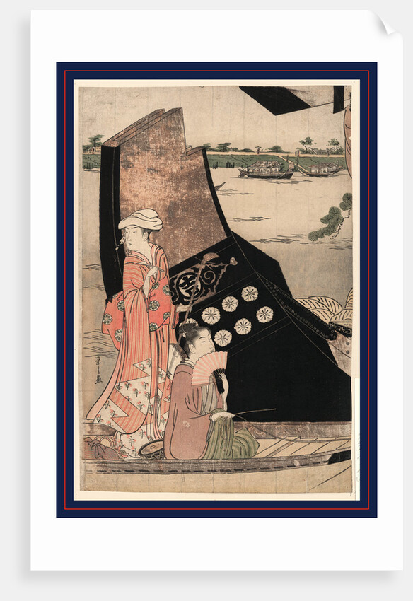 Two Women or Actors on a Boat in a River by Anonymous