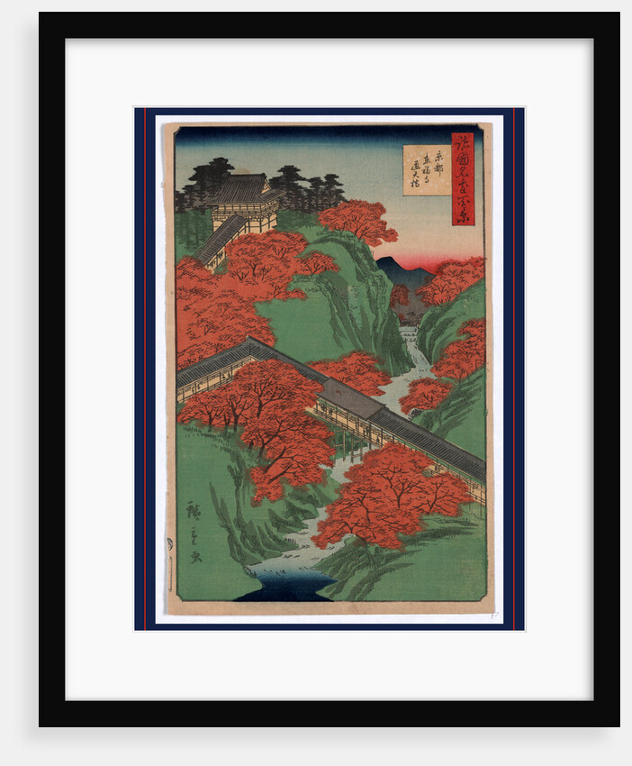 the Tofukuji Temple Atop a Mountain with Long Covered Corridor Leading Down the Mountain and Spanning a River at the Tsuten Bridge, in Kyoto by Anonymous