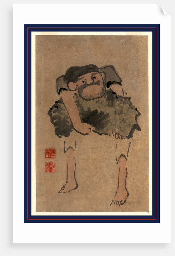 A Man Carrying a Large Object by Anonymous