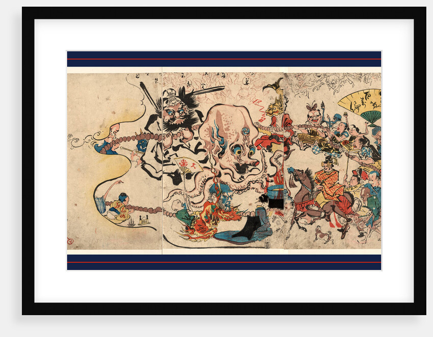 Procession of Various Figures Holding a Large Rosary Around a Large Octopus. by Anonymous