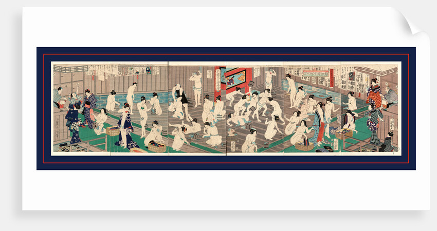 Hada kurabe hana no shobuyu kurabe (hoso?), koshi yuki no ya, Naked bodies compared to irises in hot water, comparing hips to a snow laden willow in hot water by Anonymous