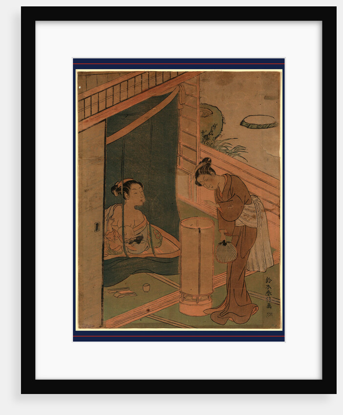 Woman Breast Feeding an Infant behind Mosquito Netting by Anonymous